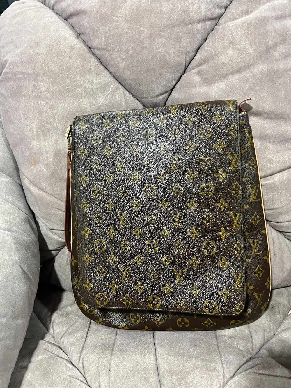 Louis Vuitton Monogram Canvas Messenger Bag in Brown and Gold